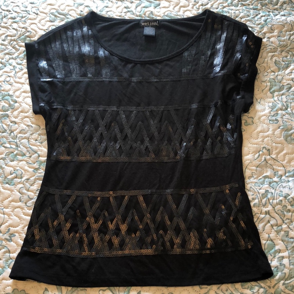 Black sequin top